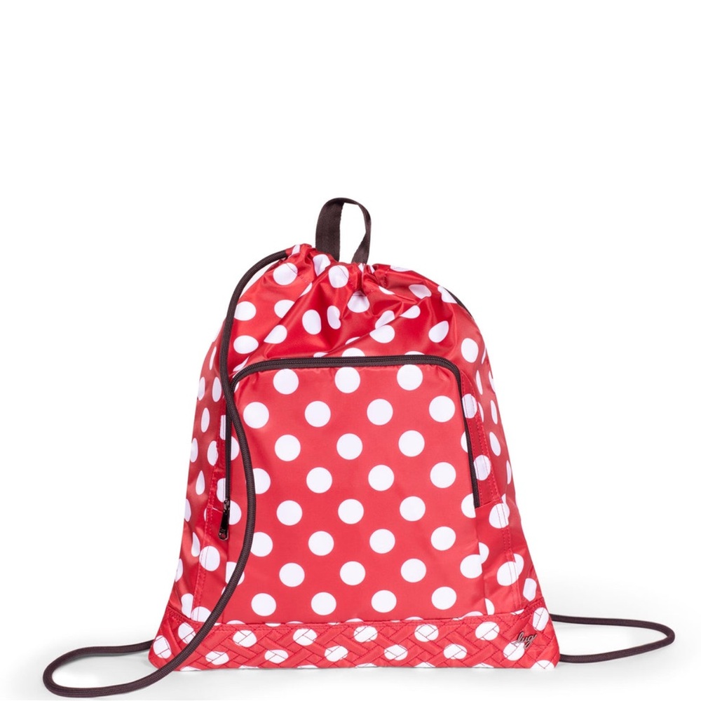 Lug Jumping Jack Drawstring Backpack in Crimson Large Dot NWT